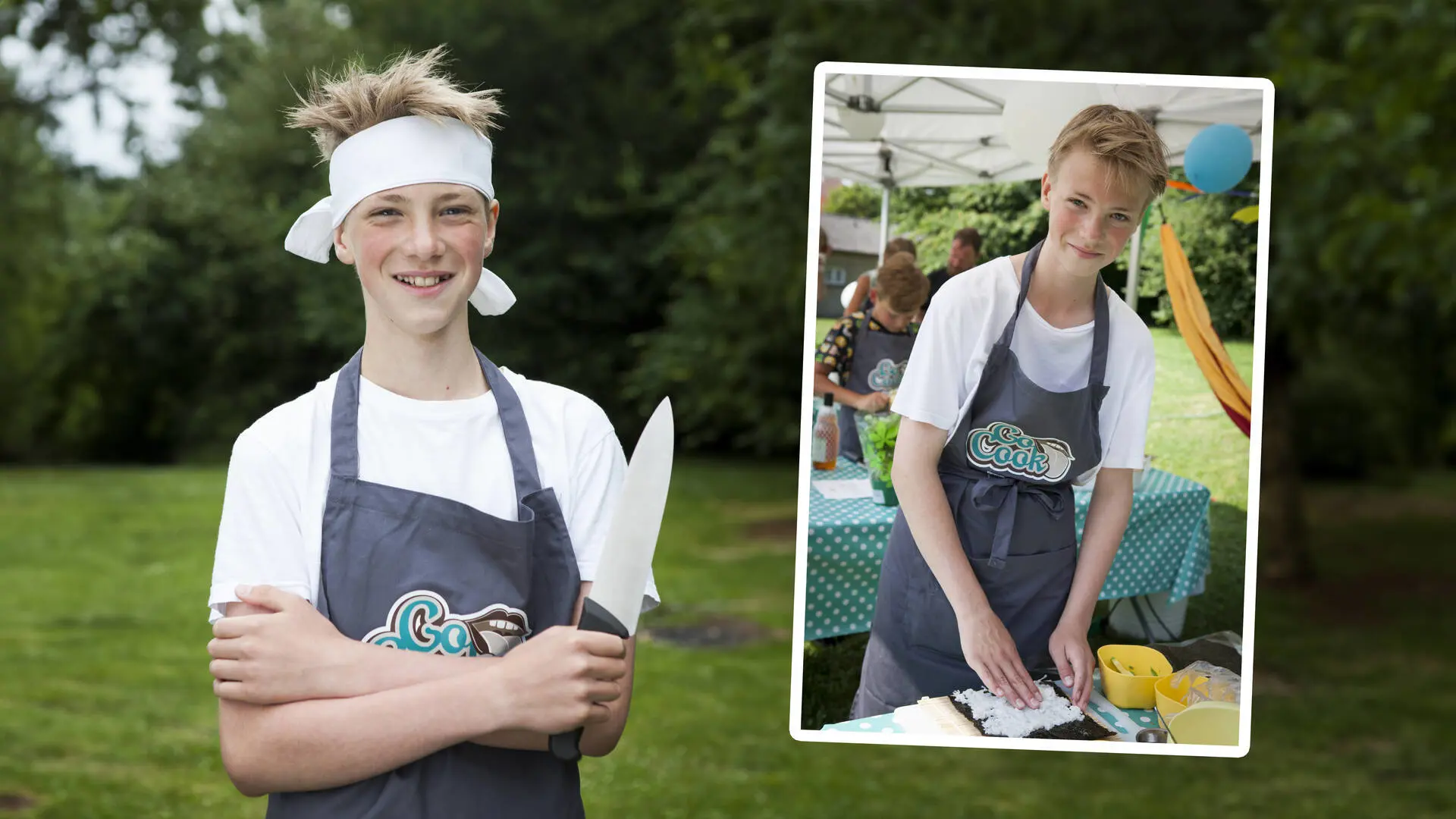 Mathias viser hvordan han ruller sushi
