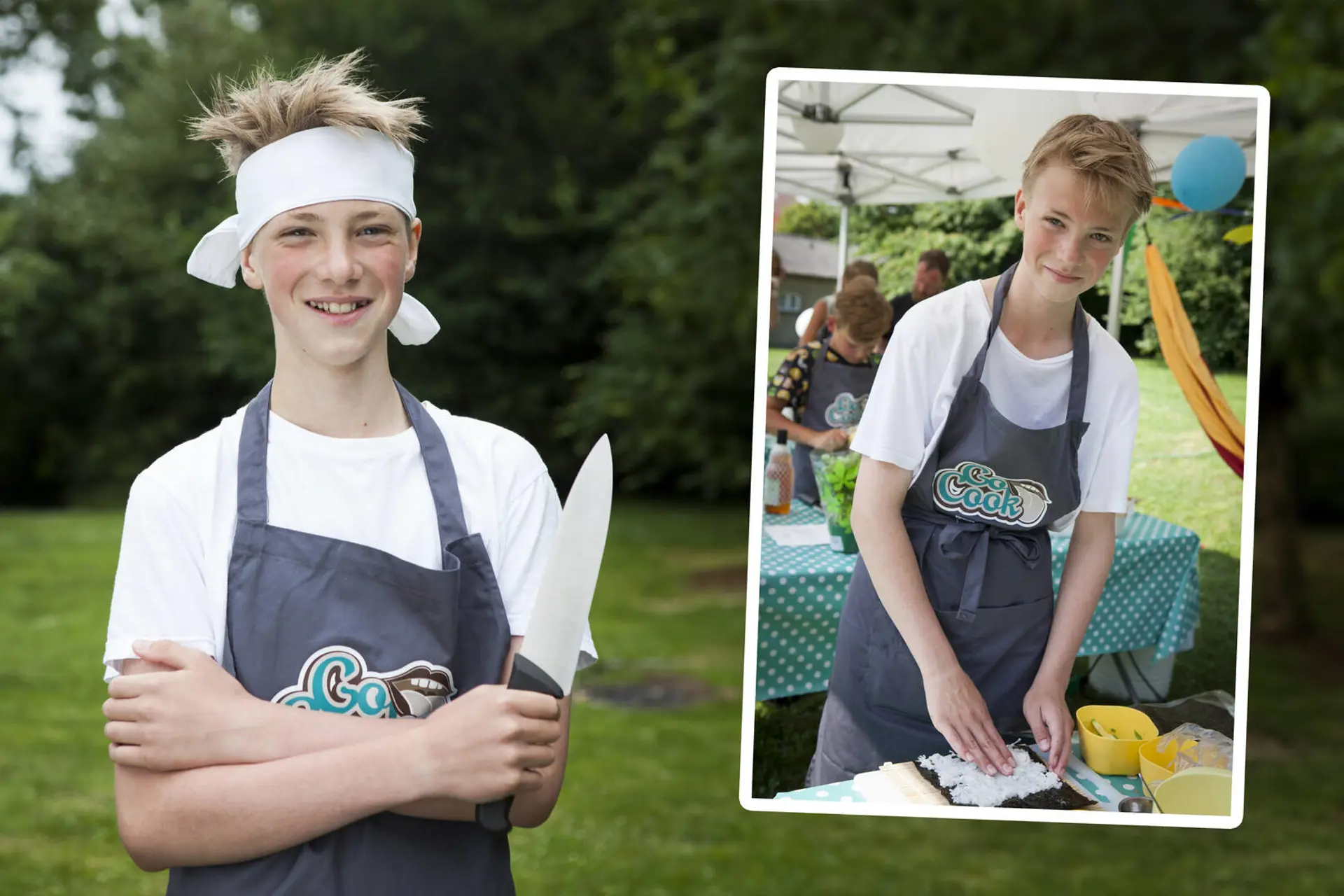 Mathias viser hvordan han ruller sushi