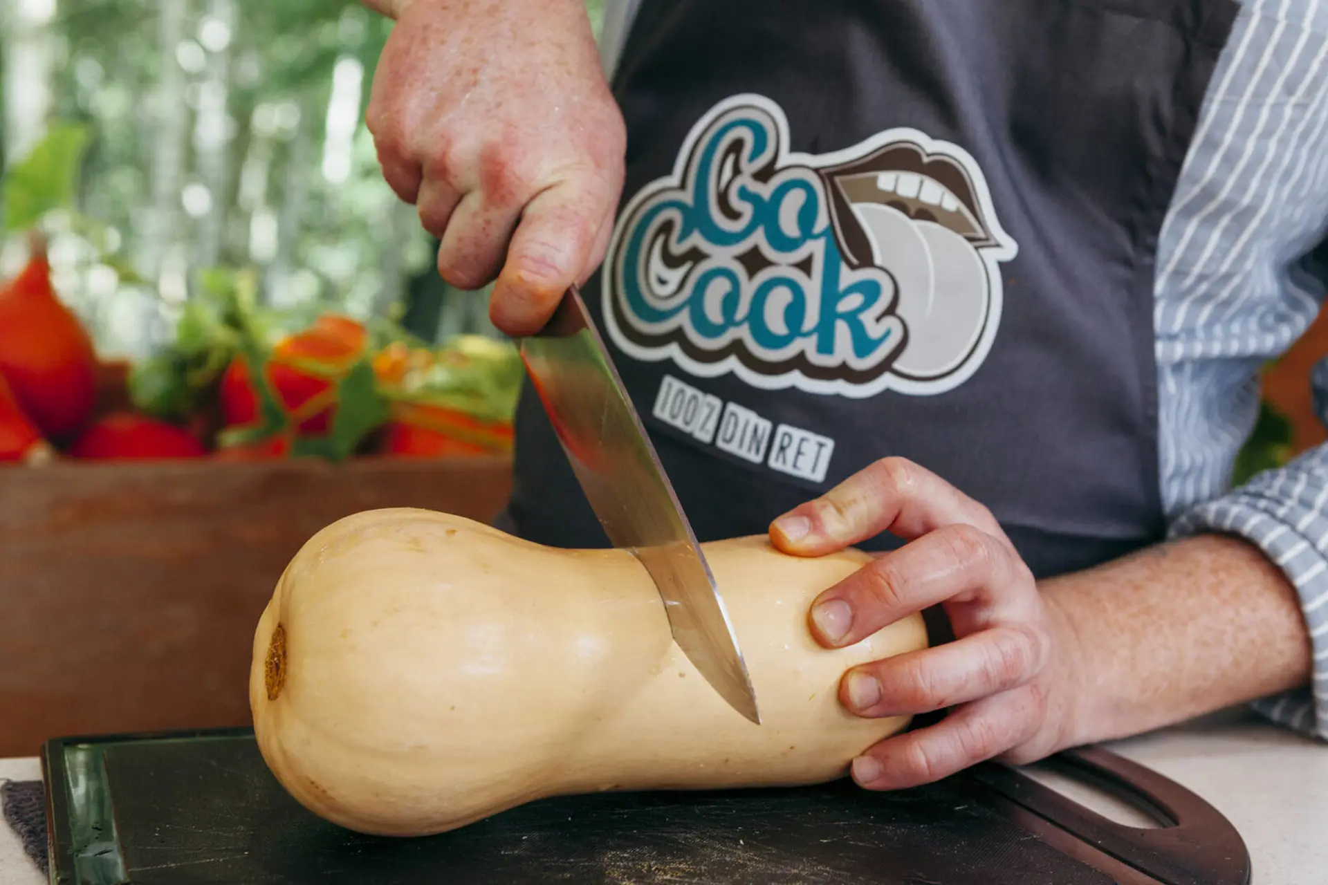 Butternut-græskar, skære