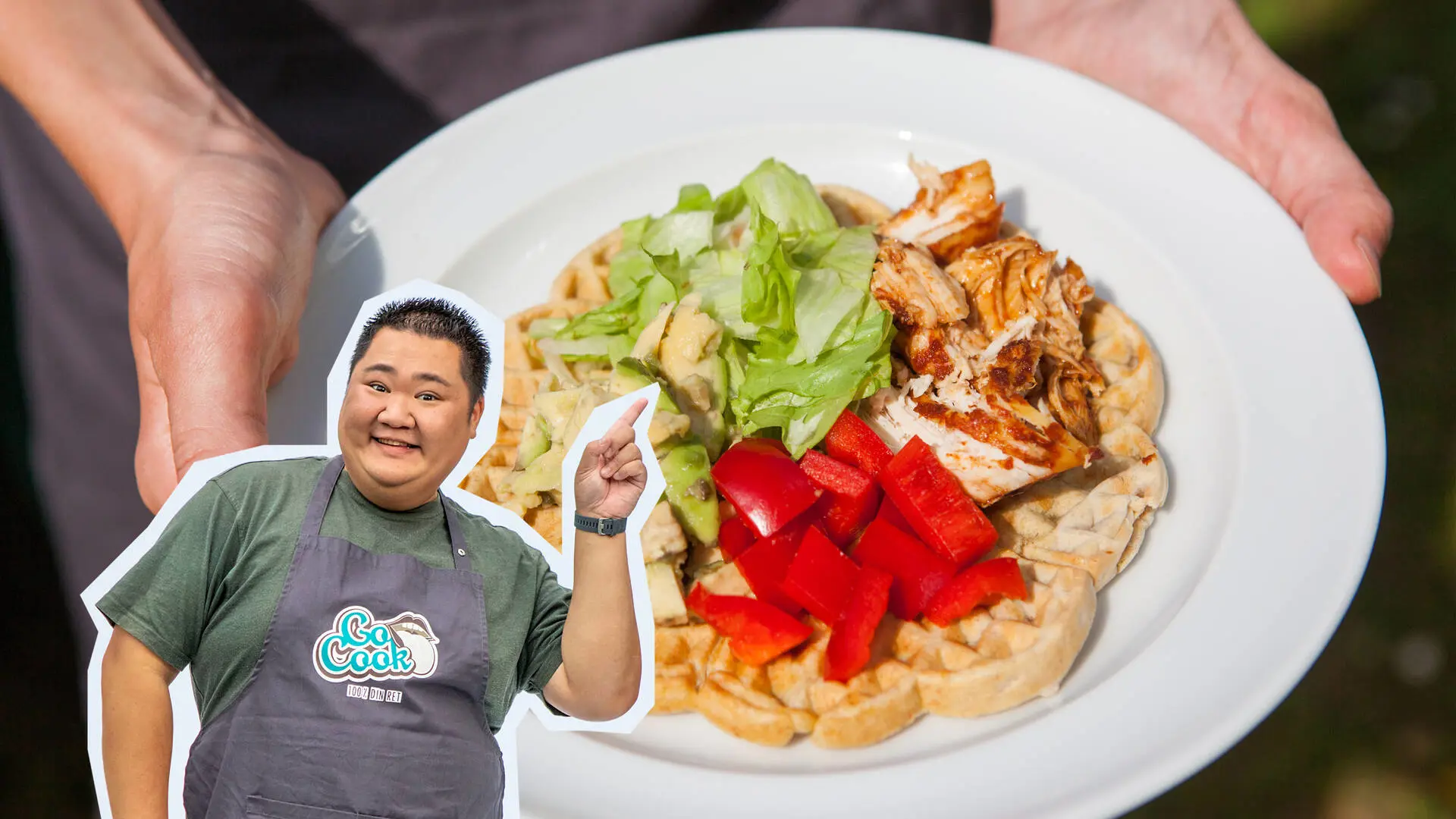 Vafler med pulled chicken