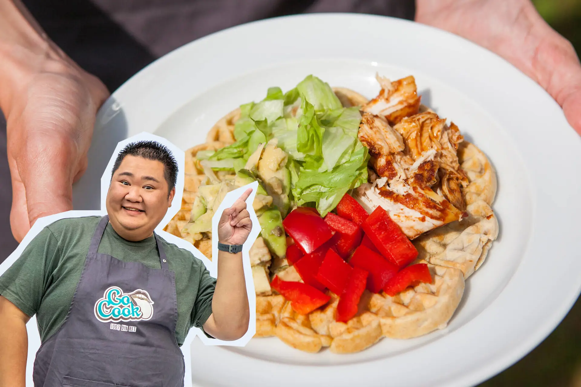 Vafler med pulled chicken