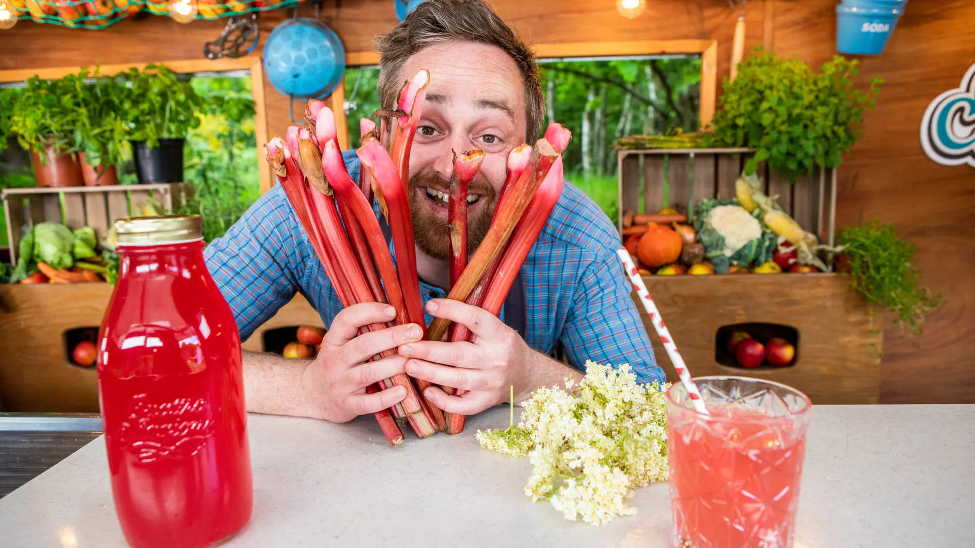 Hyldeblomstsaft med rabarber