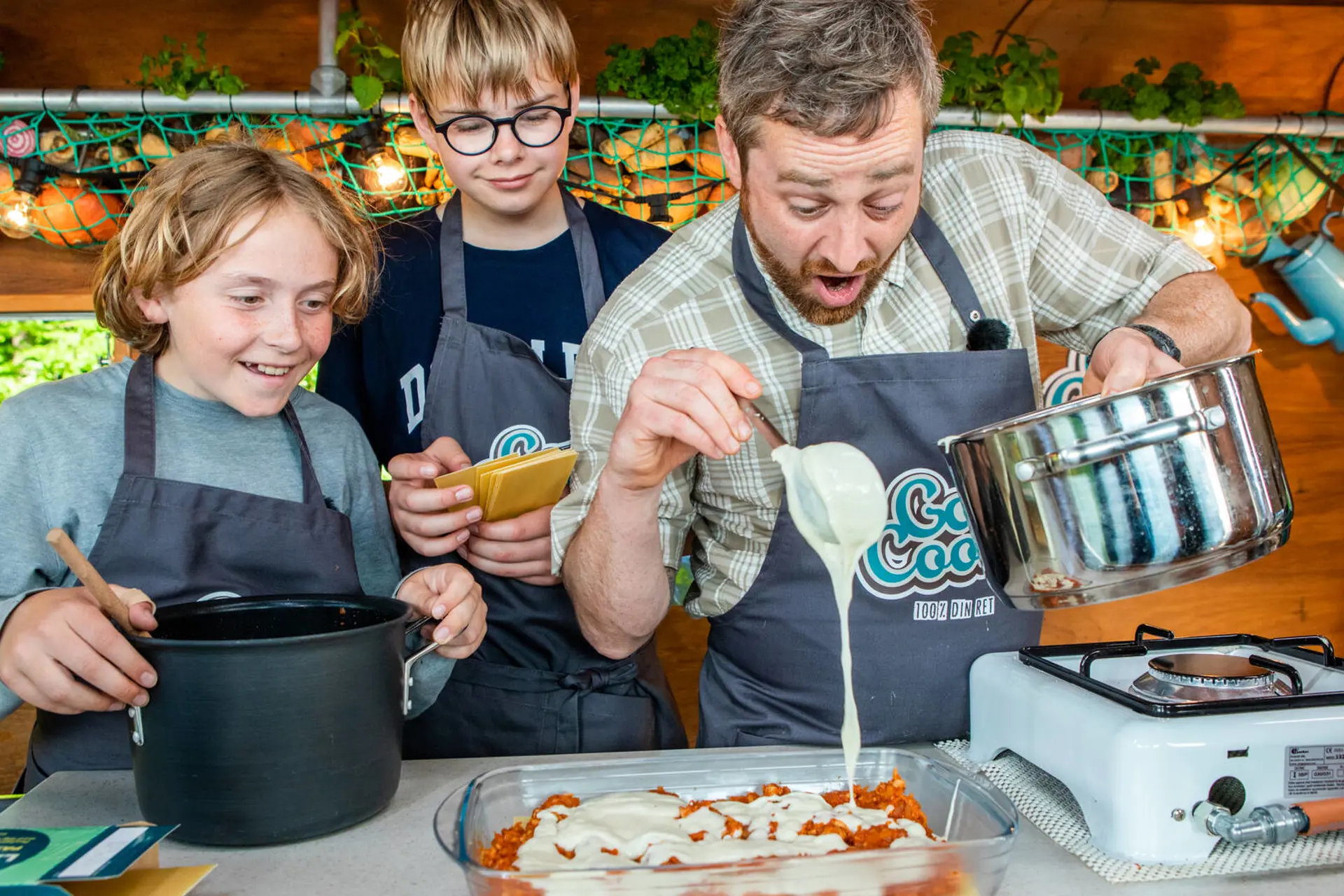 Lasagne med kylling og rodfrugter
