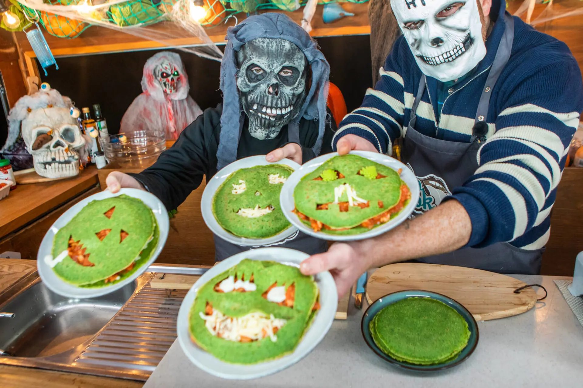 Halloween pandekager med fyld